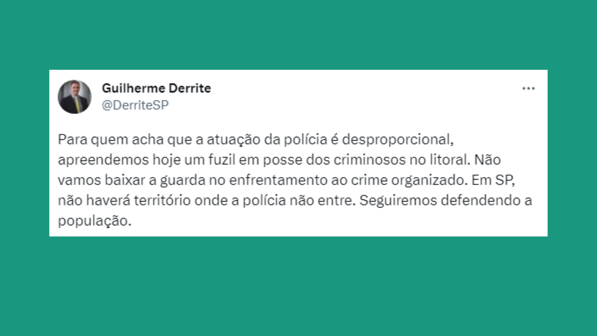 Foto: Guiherme Derrite / Redes Sociais
